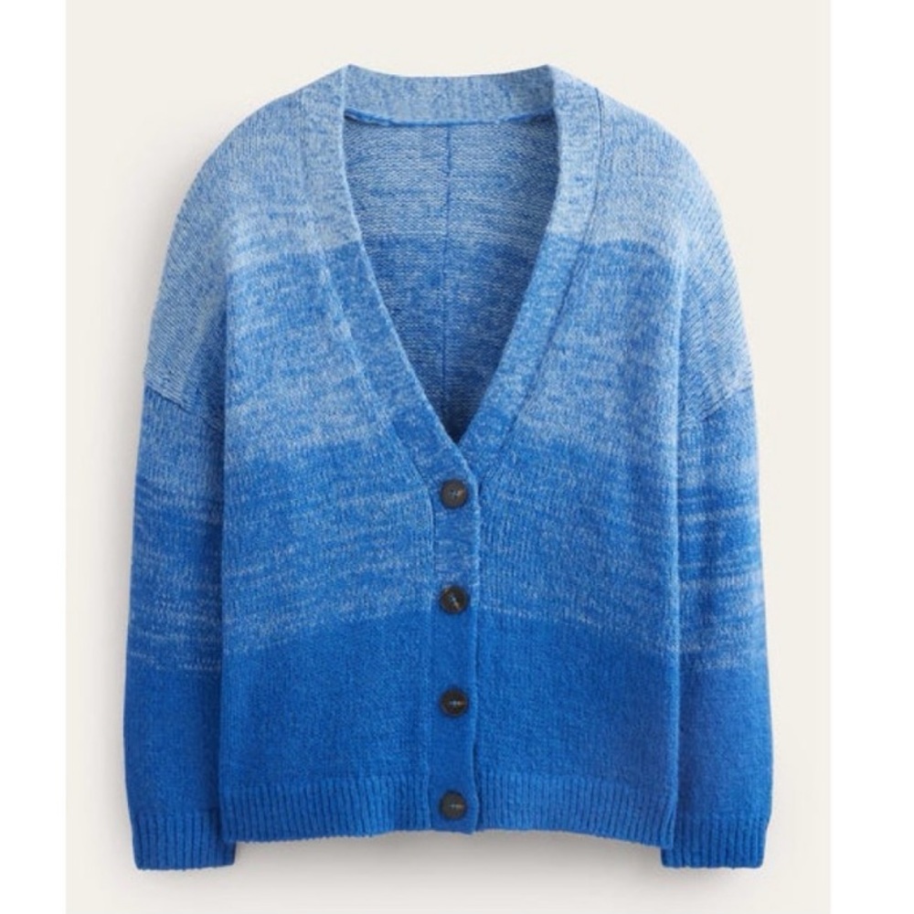 Boden Fluffy Blue Ombre Oversized Cardigan Sweater Wool Alpaca Blend - Picture 6 of 7